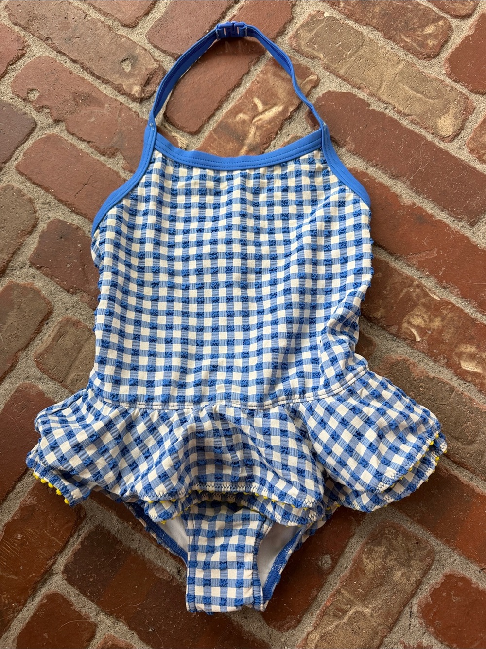 Mini Boden Seersucker Gingham Ruffle One Piece